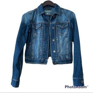 Aeropostale cropped medium wash blue jean denim jacket